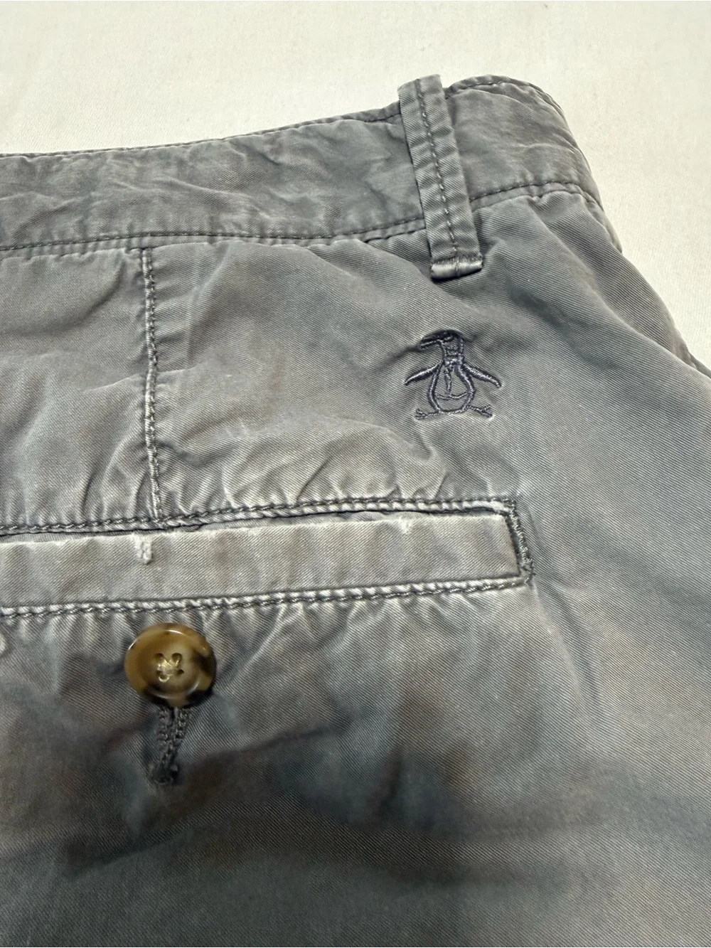 Original Penguin Men's Blue/Gray Flat-Front Cotton Shorts